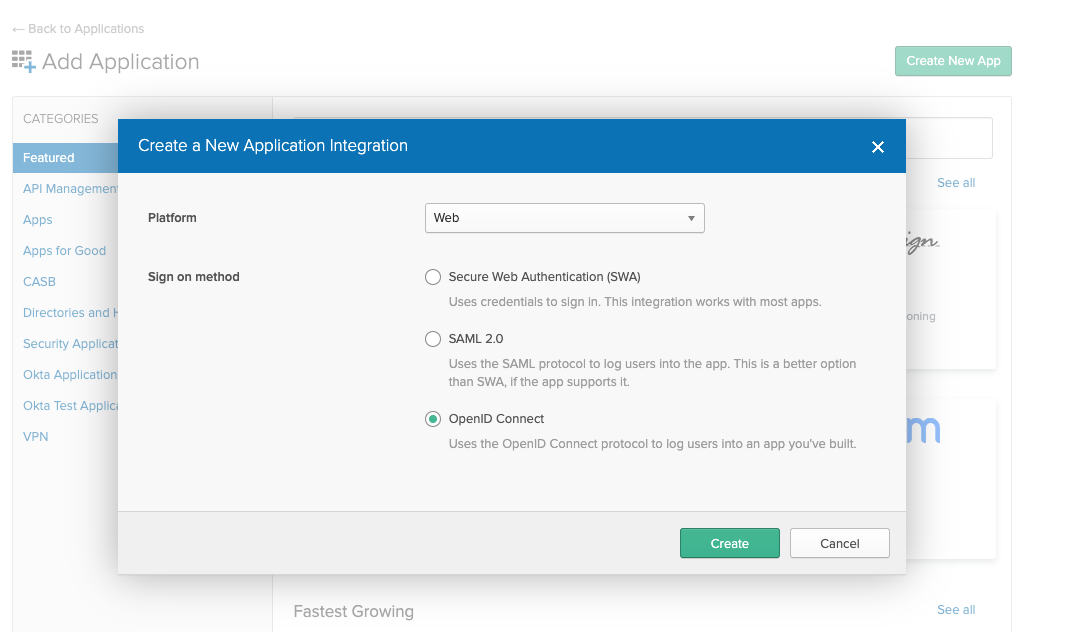 Create App for the platform